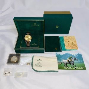 Rolex Datejust 36mm 18K and Stainless Steel Champagne Boiler Gauge Dial 16013